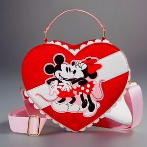 NWOT Loungefly Disney Mickey Minnie Valentine Chocolate Heart Box Crossbody Bag